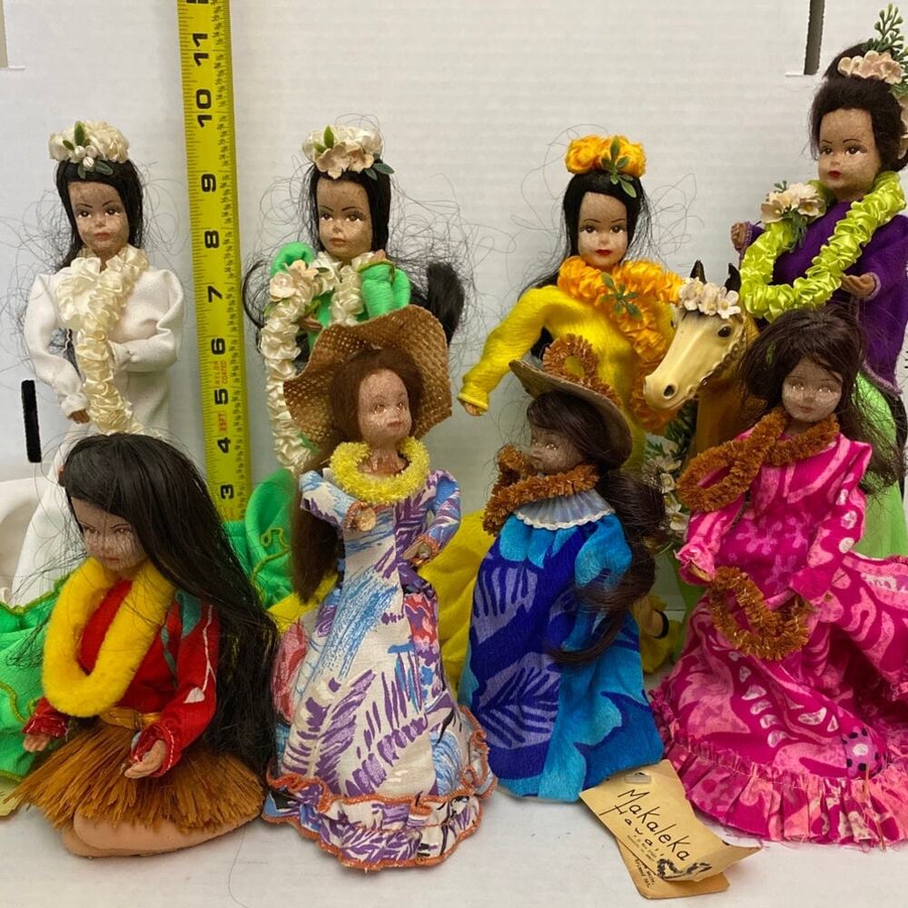 Vintage Hawaiian Dolls Princess Bride Pau’u Rider Hula Girl dress lei Makaleka - Picture 5 of 16
